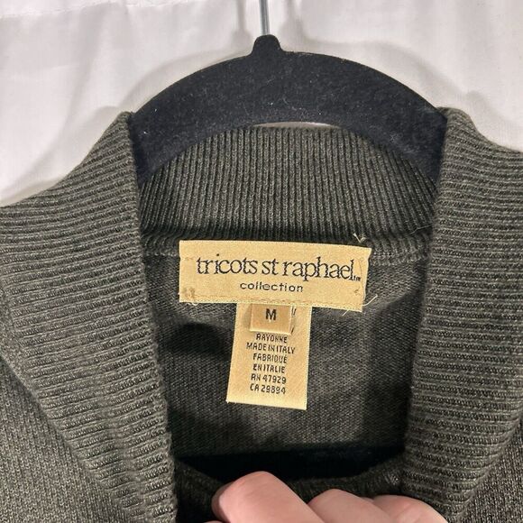 Tricots St Raphael Sweater Men's Medium Green Long Sleeve Pullover Cotton Blend - Picture 4 of 6